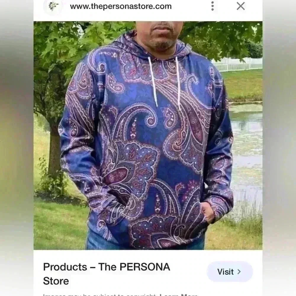 Persona Custom Clothiers-Paisley Print Hoodie- size XS- EUC- Retail Over $100!